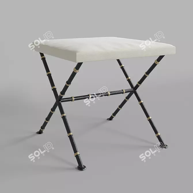 Italian Vintage Iron Stool: Exotic Elegance in Faux Bamboo 3D model image 1
