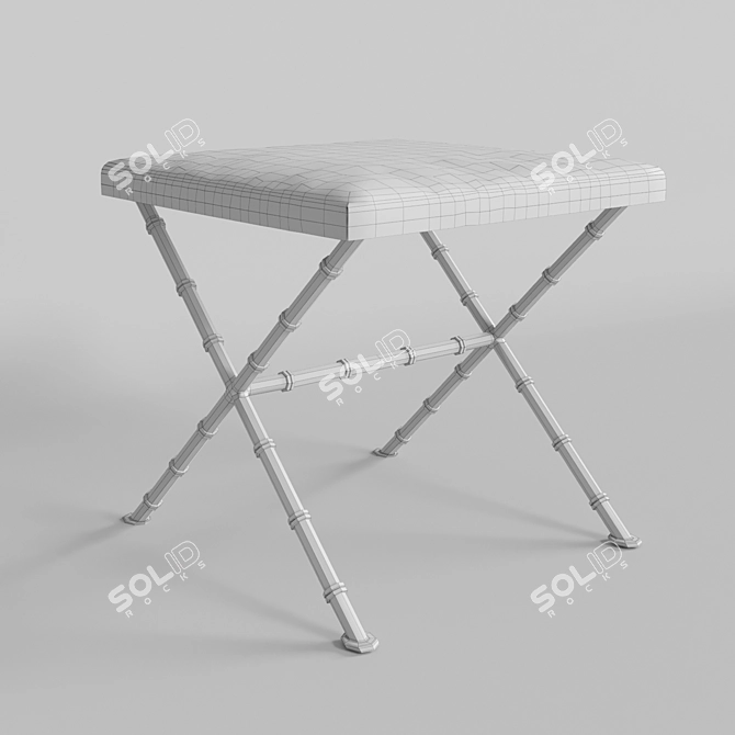 Italian Vintage Iron Stool: Exotic Elegance in Faux Bamboo 3D model image 3