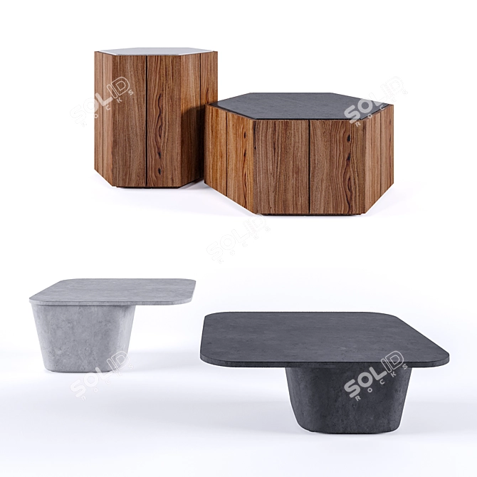 Stylish TRIBU Table Set - Perfect for Any Space 3D model image 1