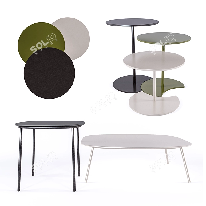 Tribu Table Set 02: Stylish and Functional 3D model image 1