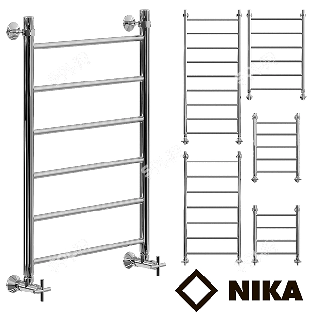 Nika LP Heated Towel Rail: Stylish, Versatile, Customizable 3D model image 1