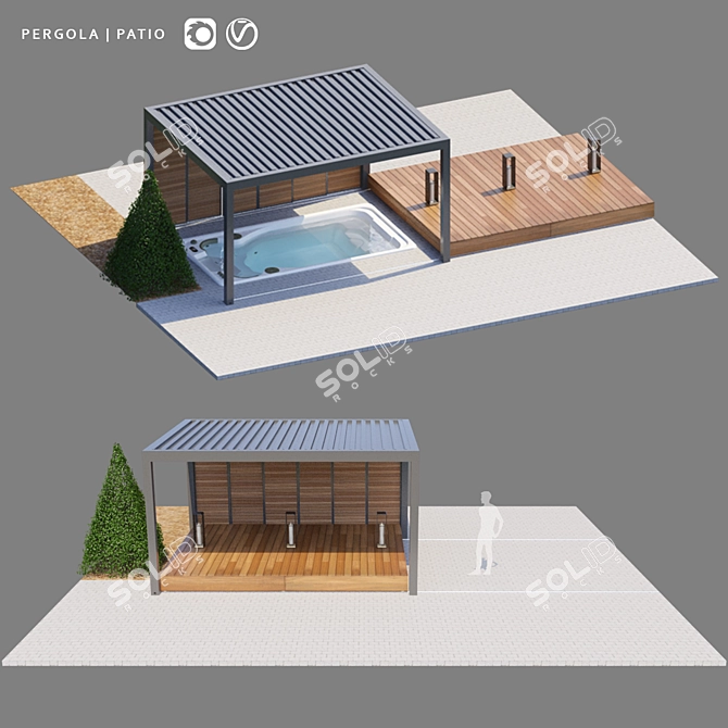 Outdoor Oasis Pergola Recreation Area 3D model image 1