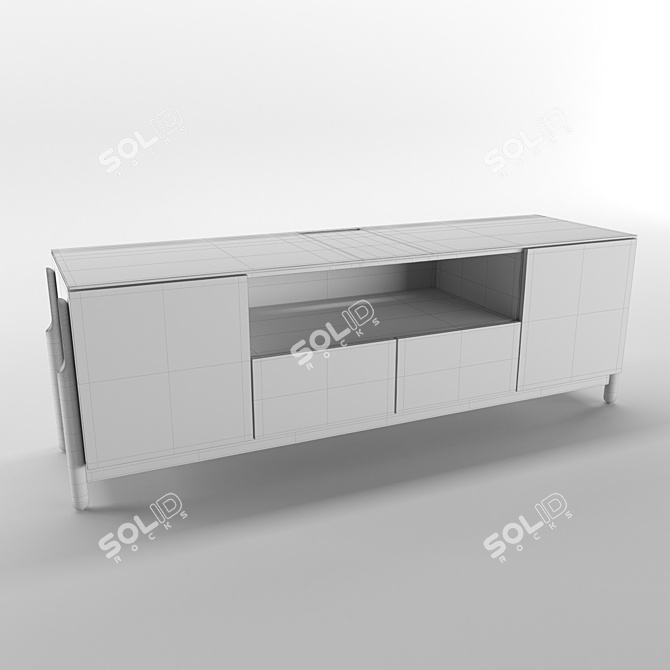 Natural Ash Veneer TV Table 3D model image 3