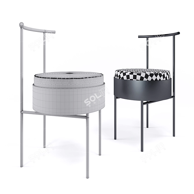 Elegant TIA Chairs: Grey & Orange Leather 3D model image 3