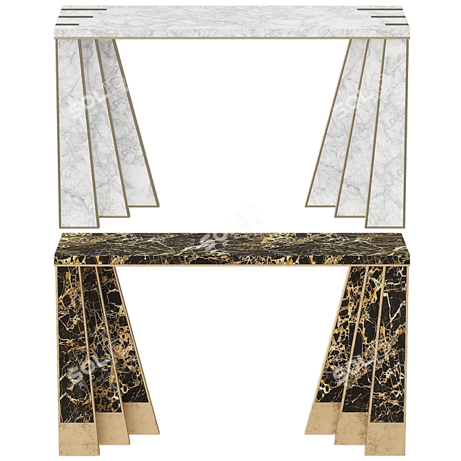 Elegant City Console with Marble and Brass 3D model image 2