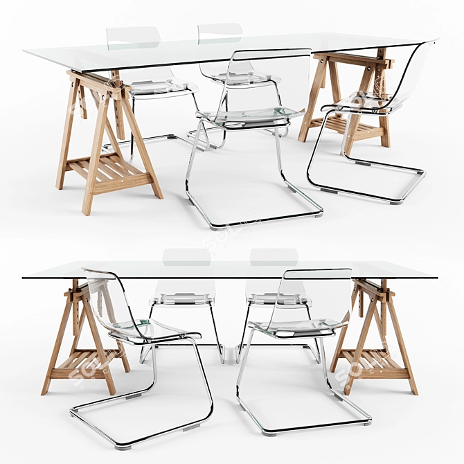 Sleek and Stylish Ikea Table Set 3D model image 1