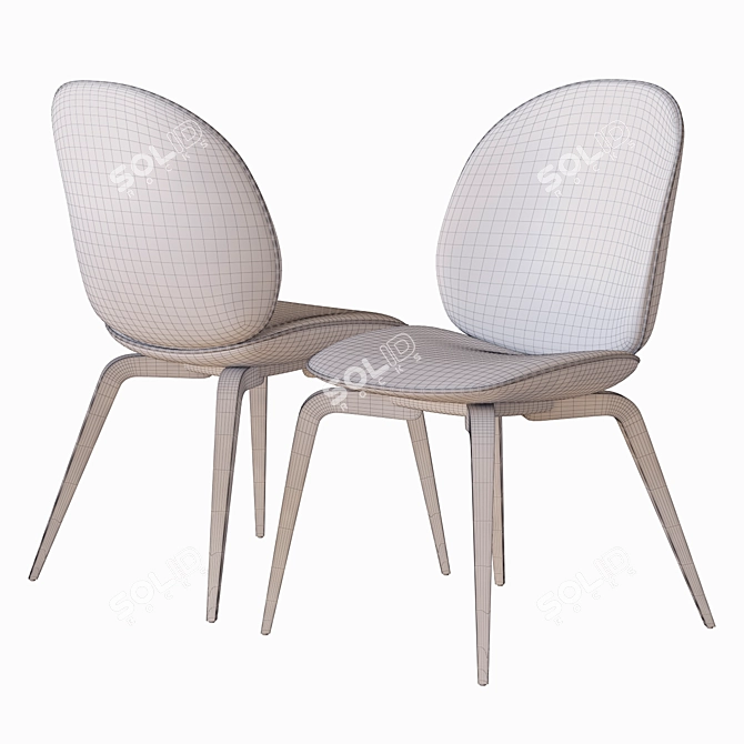 Beetle Chair: Wood Base Elegance 3D model image 3