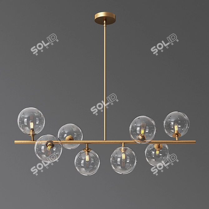 DNA 8 Glass Brass Chandelier 3D model image 2