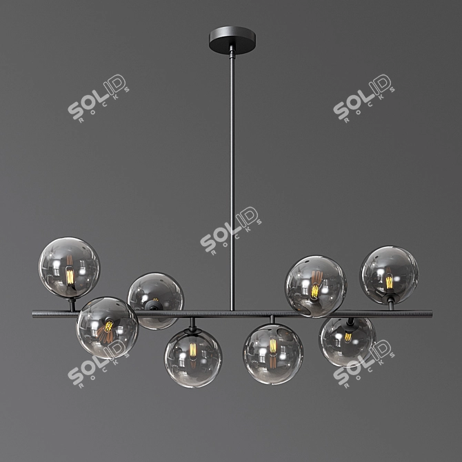 DNA 8 Glass Brass Chandelier 3D model image 3