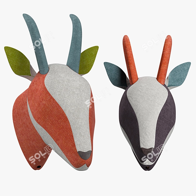 Stylish Gazelle Head in Vibrant Fabric 3D model image 2