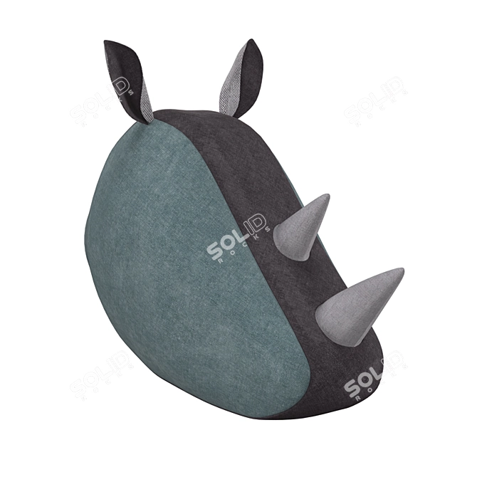 Softheads Rhino Head: Decorative Fabric Art 3D model image 2