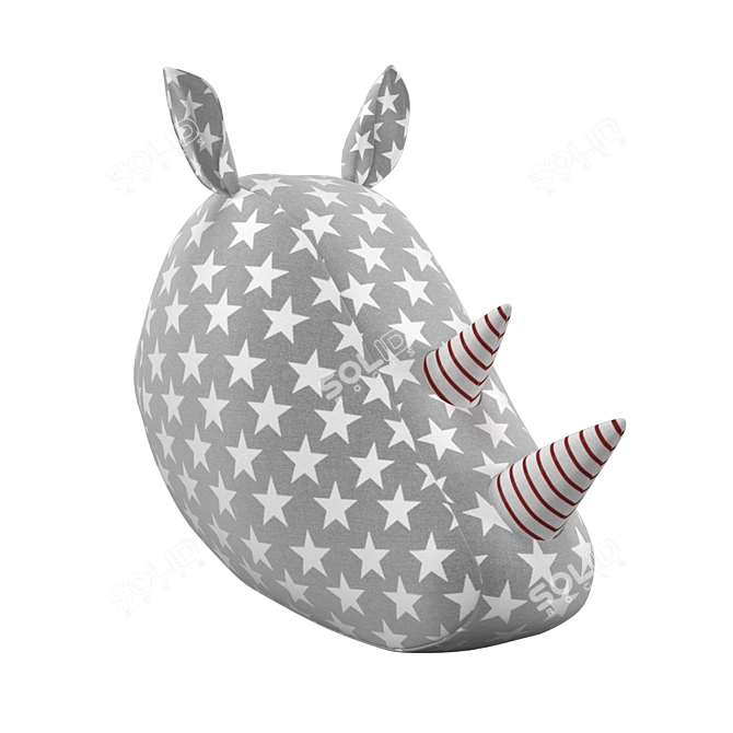 Softheads Rhino Head: Decorative Fabric Art 3D model image 3