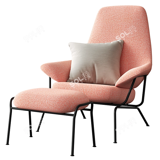 Sleek Mid-Century Hai Chair 3D model image 1