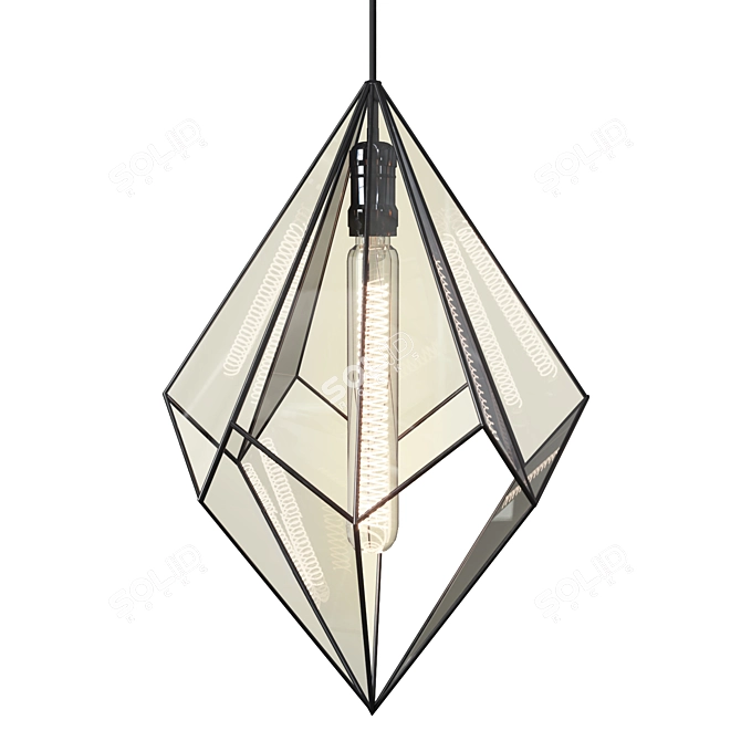 Translucent Geometric Glass Chandelier 3D model image 2