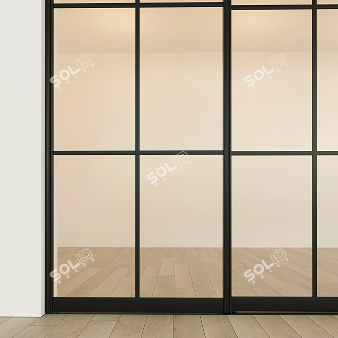 Sleek Metal Sliding Partition Door 3D model image 2