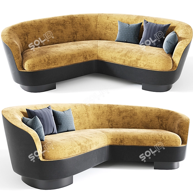 Sleek and Elegant Minotti Jacques Curved Sofa 3D model image 1