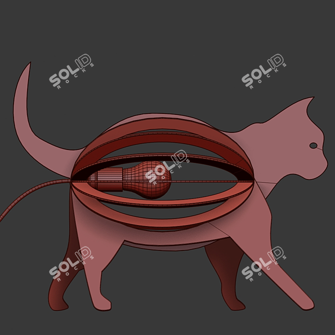 Whiskers Illuminating Feline Lamp 3D model image 2