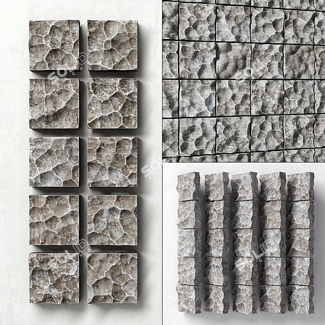 Rocky Panel Stone - Realistic 3D Texture 3D model image 1