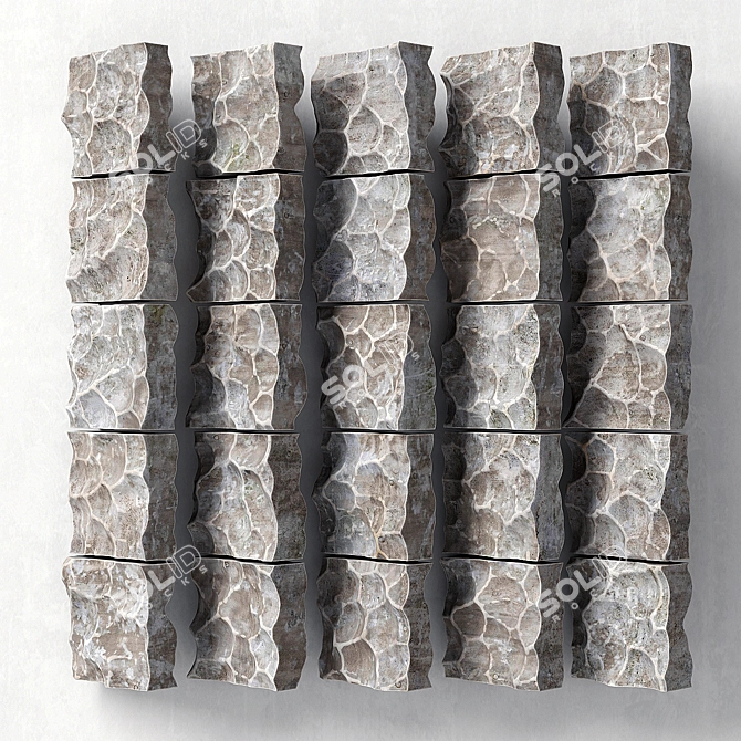 Rocky Panel Stone - Realistic 3D Texture 3D model image 2