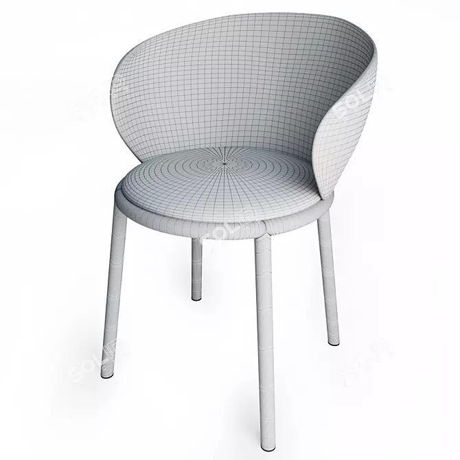 Elegant Circular Mun Chair 3D model image 3