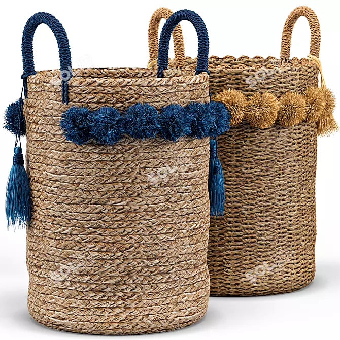 Coastal Charm Tassel Basket 3D model image 1