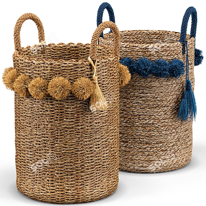 Coastal Charm Tassel Basket 3D model image 2