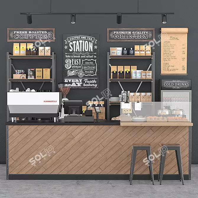 Caffeine Haven - Complete Coffee Bar 3D model image 1