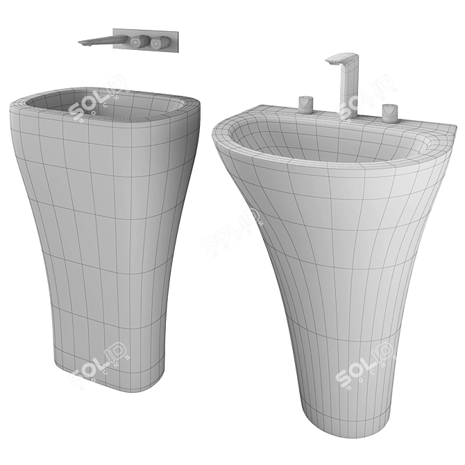 Stylish Porcelain Basin 3D model image 2