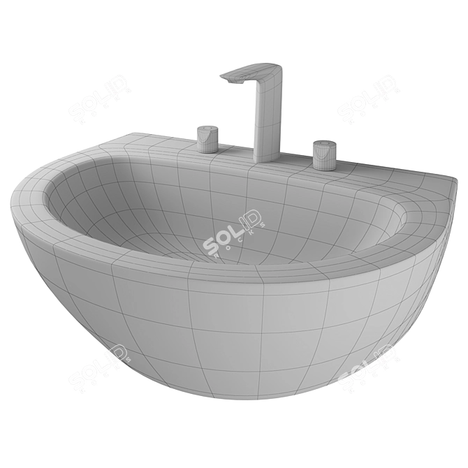Elegant AQUATECH Wall Sink 3D model image 2