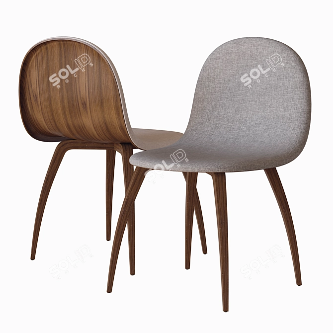 Modern 3D Gubi Dining Chair 3D model image 2