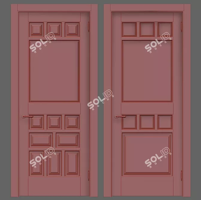 Elegant Vintage Interior Doors 3D model image 2