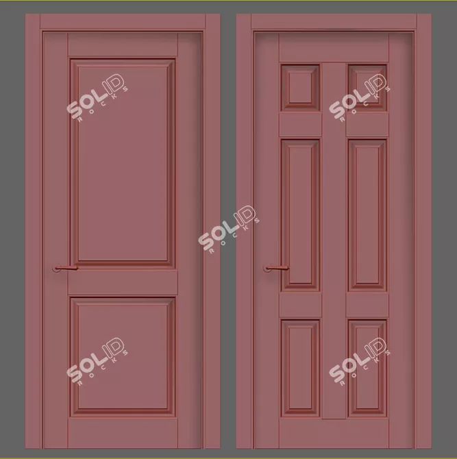 Elegant Classic Interior Doors 3D model image 2