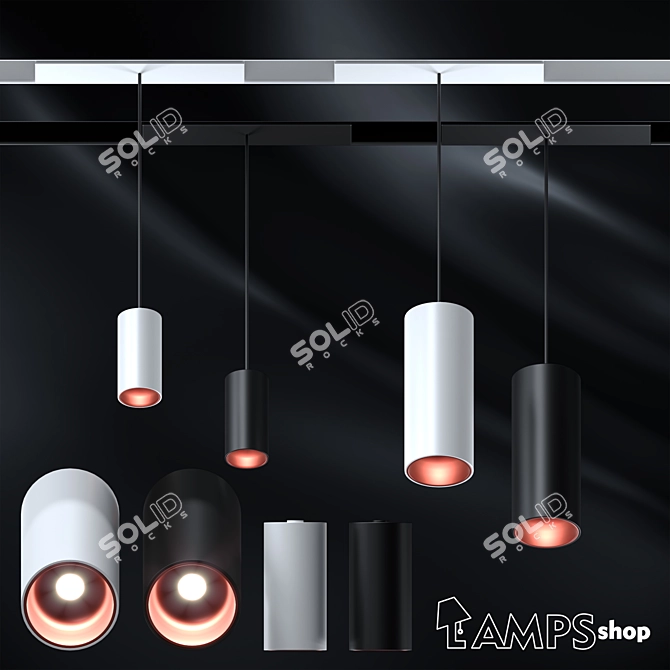 Sleek Magnetic Cylinder Pendant 3D model image 1