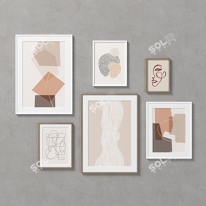 Stylish Frame Set: 6-Piece Gallery Wall 3D model image 1