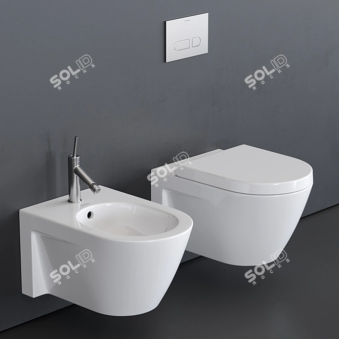 Sleek Starck 2 Wall-hung WC/Bidet 3D model image 1