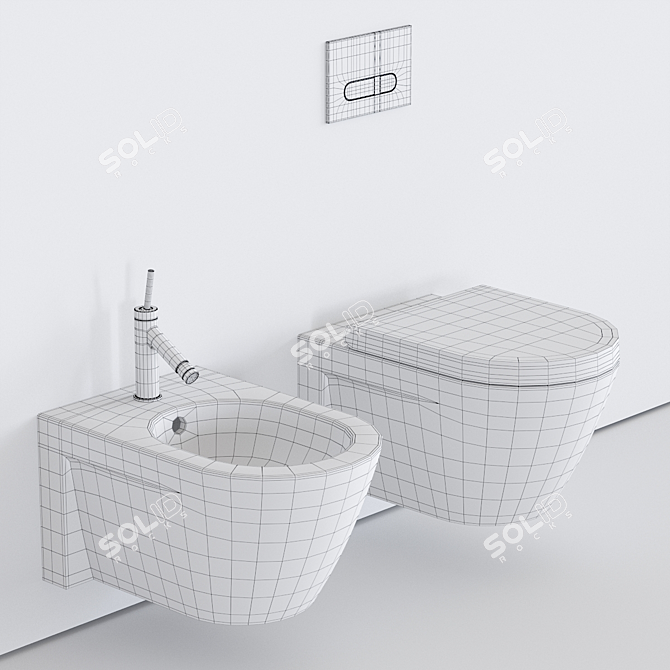 Sleek Starck 2 Wall-hung WC/Bidet 3D model image 3