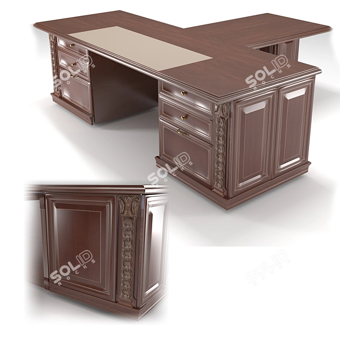 Executive Office Table 3D model image 2