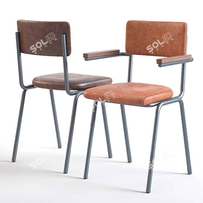 Modern School Chair with Arms 3D model image 1