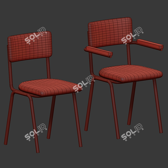 Modern School Chair with Arms 3D model image 2