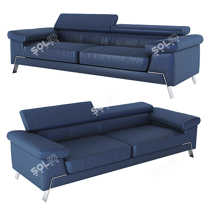 Elegant Italian Leather Sofa 3D model image 1