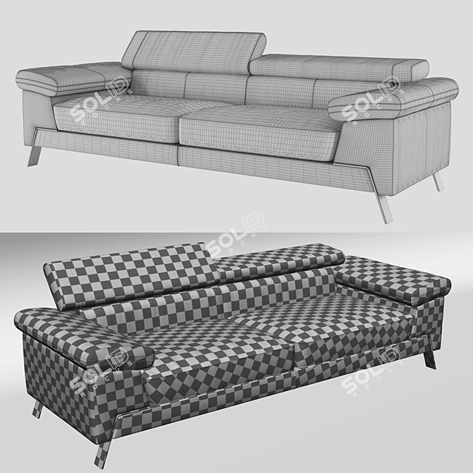 Elegant Italian Leather Sofa 3D model image 2