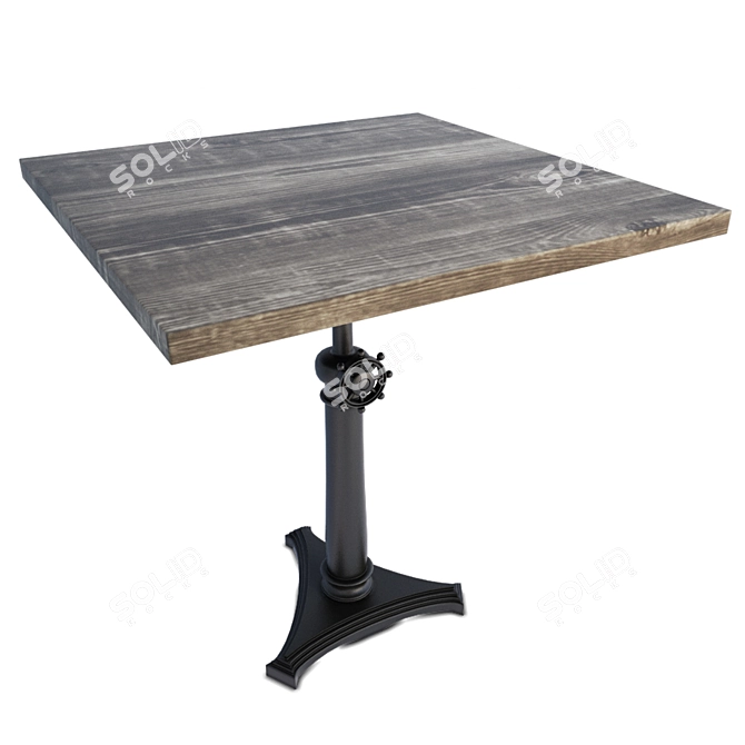 Rustic Industrial Wooden Table 3D model image 1