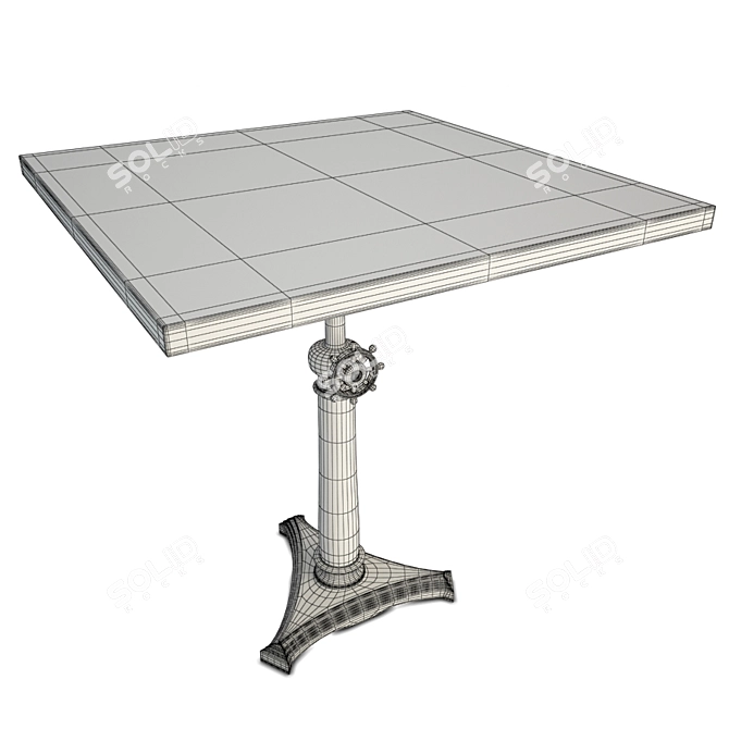 Rustic Industrial Wooden Table 3D model image 2