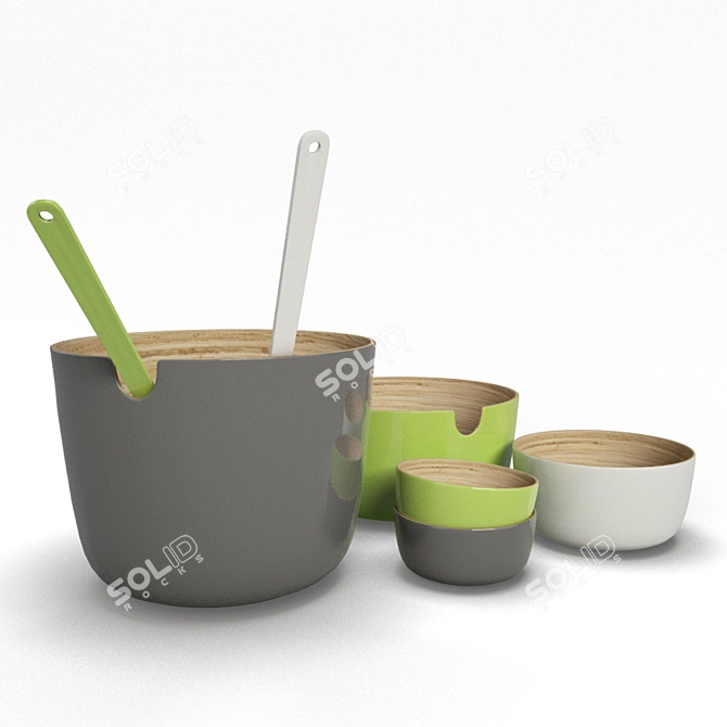 Bamboo Bliss: Colorful 3D Set 3D model image 1