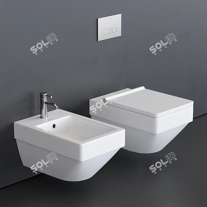 Duravit Vero Air WC & Bidet: Wall-hung Ceramic Set 3D model image 1