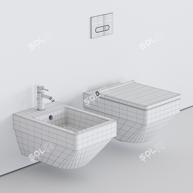 Duravit Vero Air WC & Bidet: Wall-hung Ceramic Set 3D model image 3