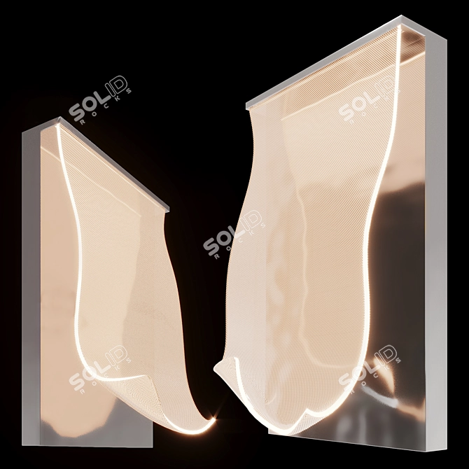 Sleek Rinkle LED Wall Sconce 3D model image 1