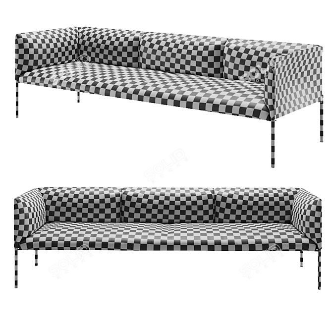 Title: Hollow 3-Seat Sofa 3D model image 2