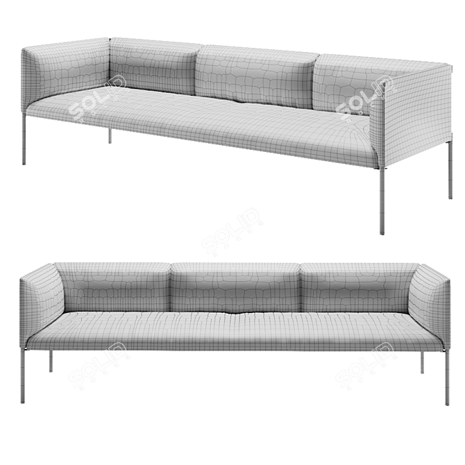 Title: Hollow 3-Seat Sofa 3D model image 3