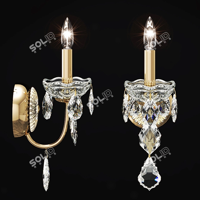 Elegant Schonbek 1701 Crystal Sconce 3D model image 2